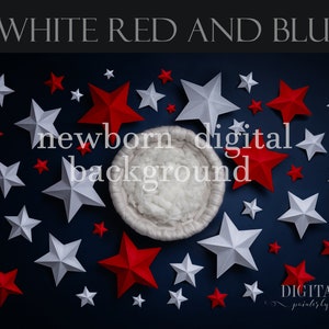 Digital Backdrop  background newborn, White Red and Blue , American flag inspired, newborn girl, newborn boy