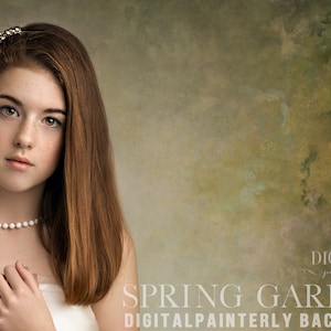 Spring garden - hand painted digital backdrop for photographers, overlay