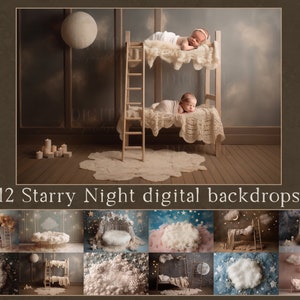 Newborn digital backdrop, Starry Night, background prop overlay download, newborn backdrop for photographers, digital overlay, digital beds