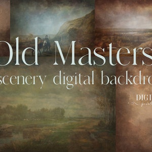 Bundle of digital backdrops Old Masters inspired scenery, fine art, painterly style, highly textured