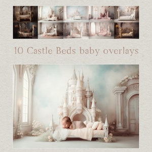 Newborn digital backdrop bundle, 10 Castle Beds, background prop overlay download, newborn backdrop for photographers, digital overlay