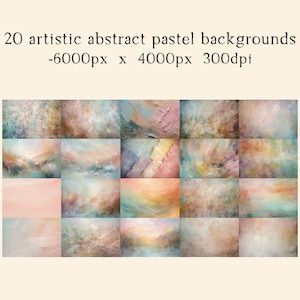 20 pastel artistic abstract Digital Backdrops BUNDLE digital backdrop, digital background, painterly style