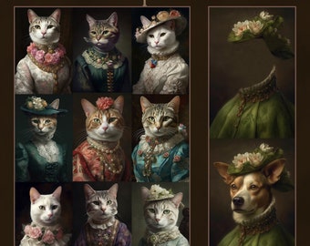 PACK 2 - 10 Plantillas de retratos femeninos vintage - mascota real, superposición, pintura al óleo digital, fondo digital