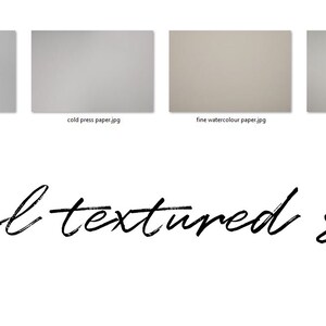 May include: Six digital textured surfaces, including acrylic canvas, white canvas, cold press paper, fine watercolour paper, hot pressed paper, and linen.