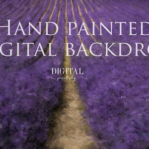 Lavender Field hand painted digital backdrop background for photographers