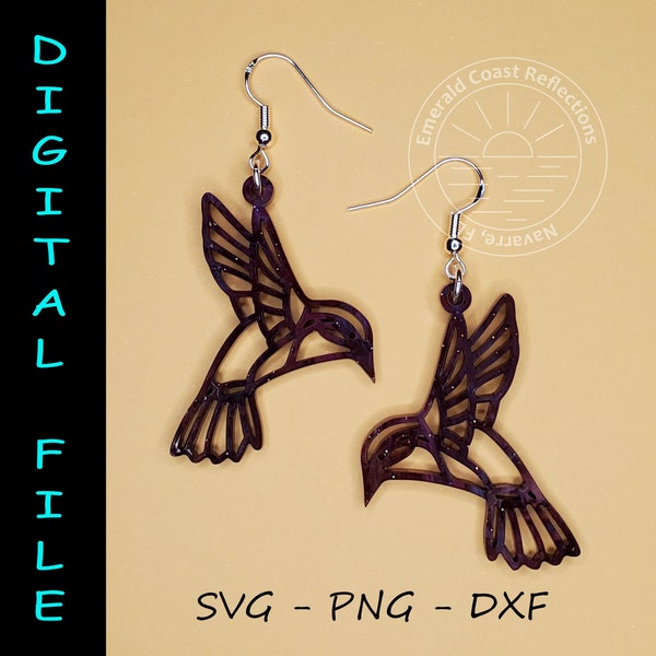 Art Deco Hummingbird Design Earring DIGITAL FILE download