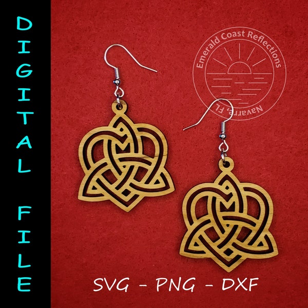 Celtic Trinity Knot with Heart Earring DIGITAL FILE download