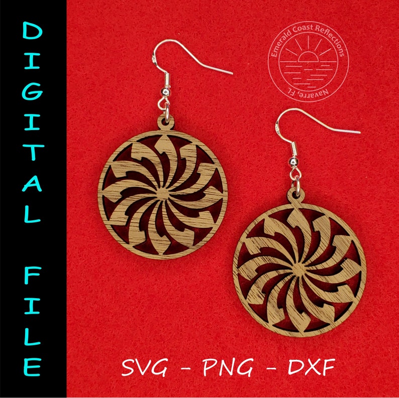 Art Deco Flower Design Circular Shape Earring DIGITAL FILE download