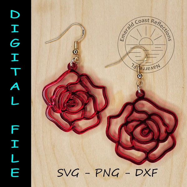 Art Deco Rose Earrings (or Pendant)  DIGITAL FILE download