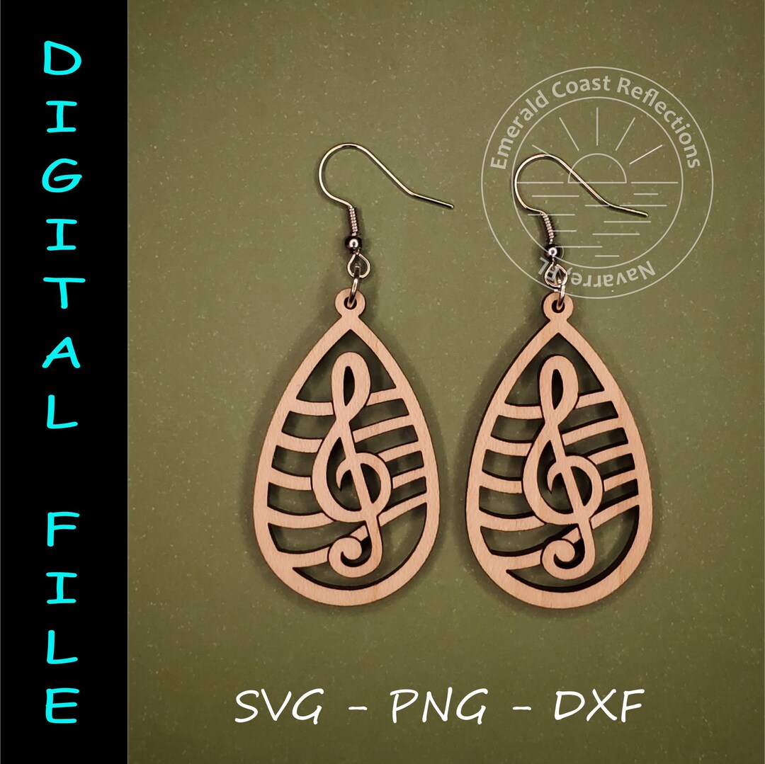 Treble Clef Pattern Free Treble Clef Pattern Teardrop Shape Earring DIGITAL FILE Download - Etsy