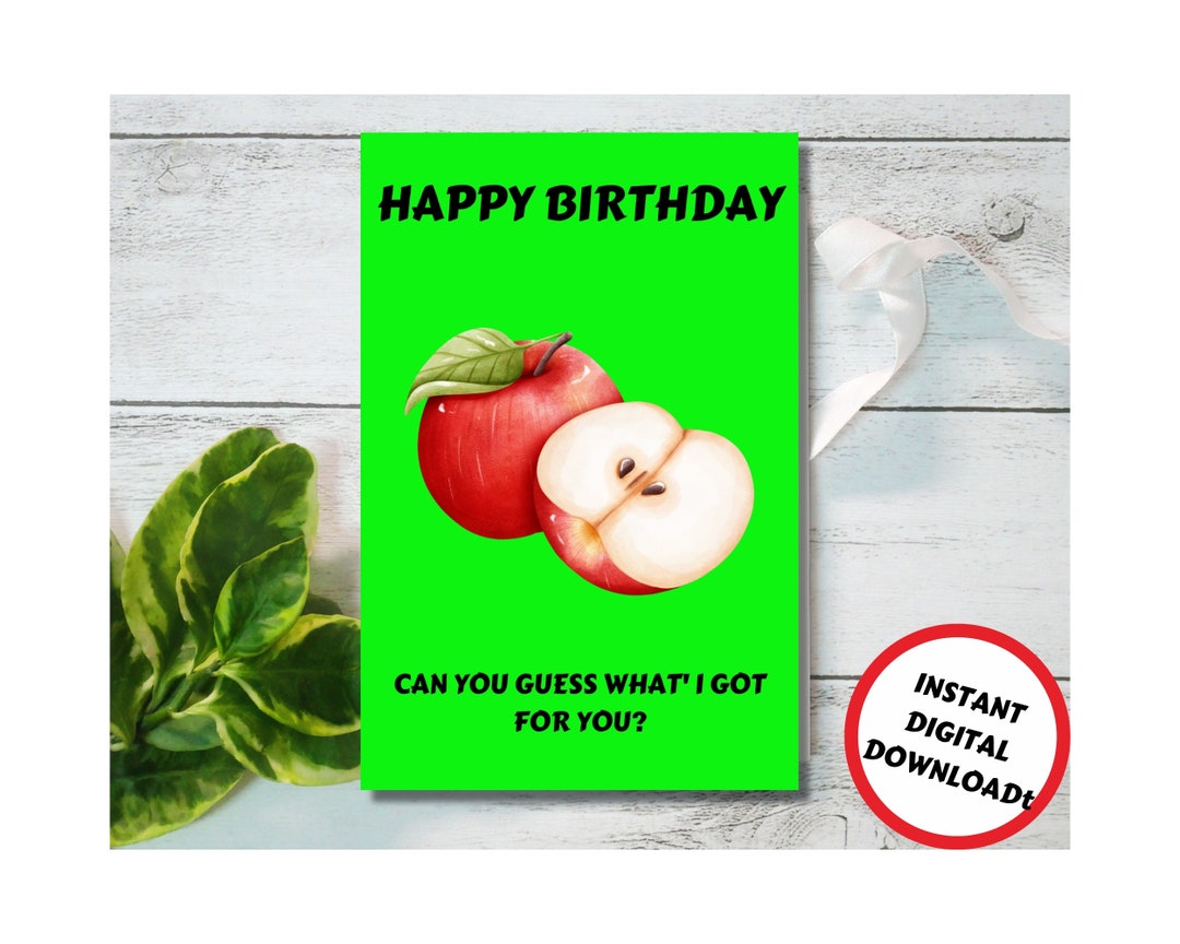 PRINTABLE Apple Birthday Card Etsy