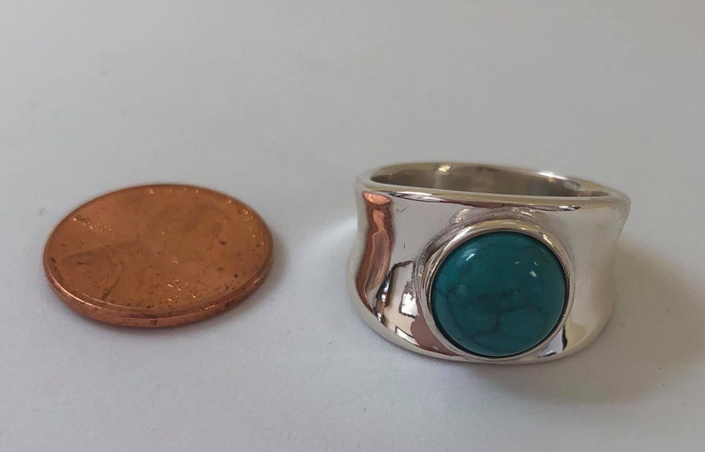 Smooth turquoise ring sterling silver band