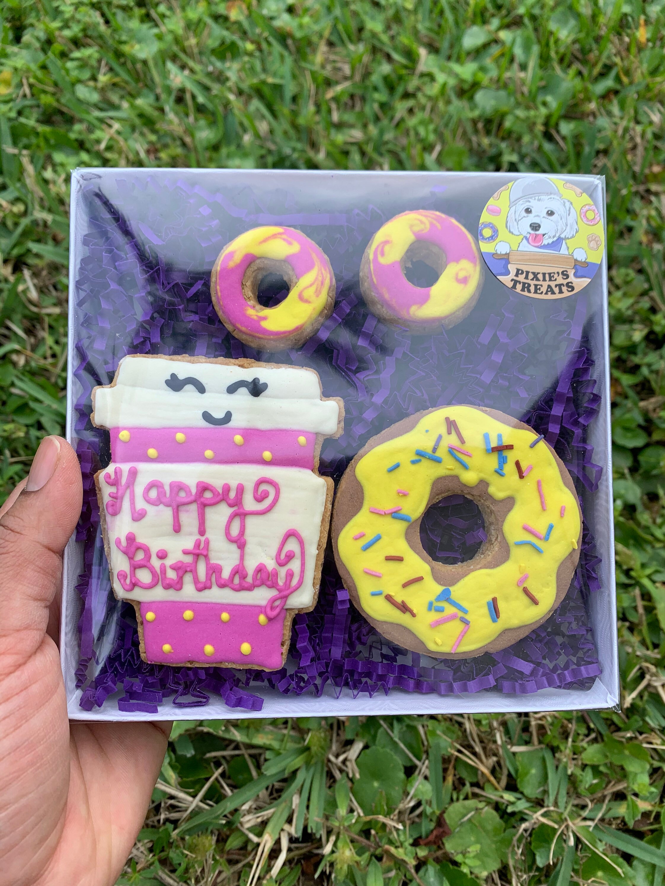 Donut and Puppucino dog gift box - different designs. dog treats home…