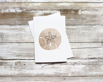 Sand Dollar Watercolor Seashell Greeting Card