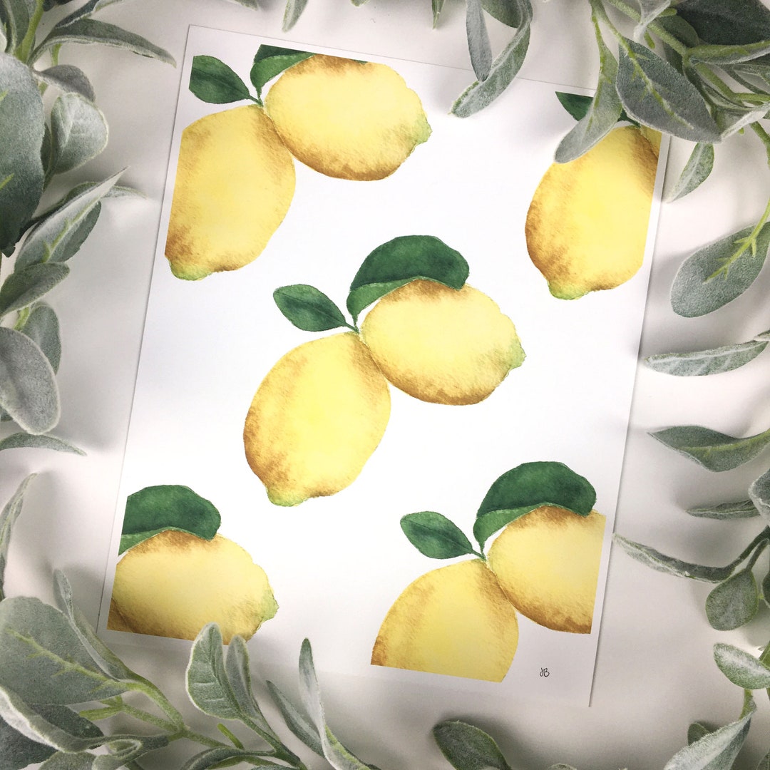 Curated visual reference: Watercolor Wall Art For Kitchens Reference: Lemon Watercolor Art Print Kitchen Wall Decor 8X10