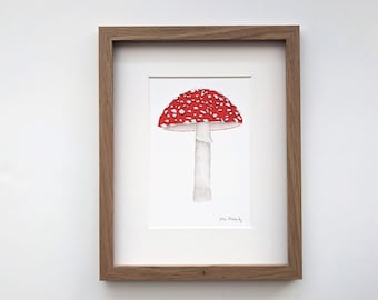 Fliegenpilz Aquarell Kunstdruck: Cottage Nursery Decor