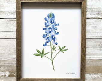 "Aquarell ""Bluebonnet"" Kunstdruck: Texas Wildblumen Wanddeko."