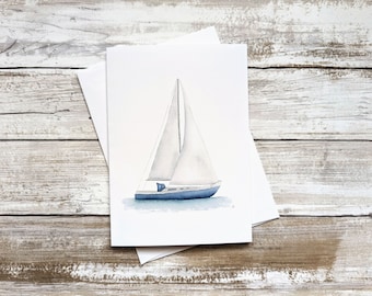Watercolor Sailboat Greeting Card: Blank Inside