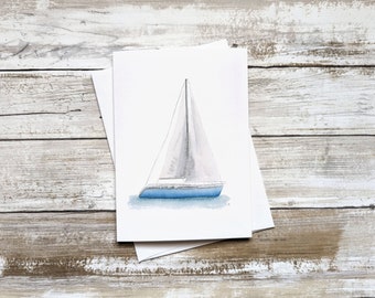 Light Blue Watercolor Sailboat Greeting Card