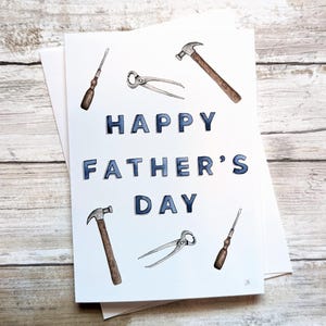 Carte aquarelle pour la fête des pères | Thème Outils | Carte pour papa