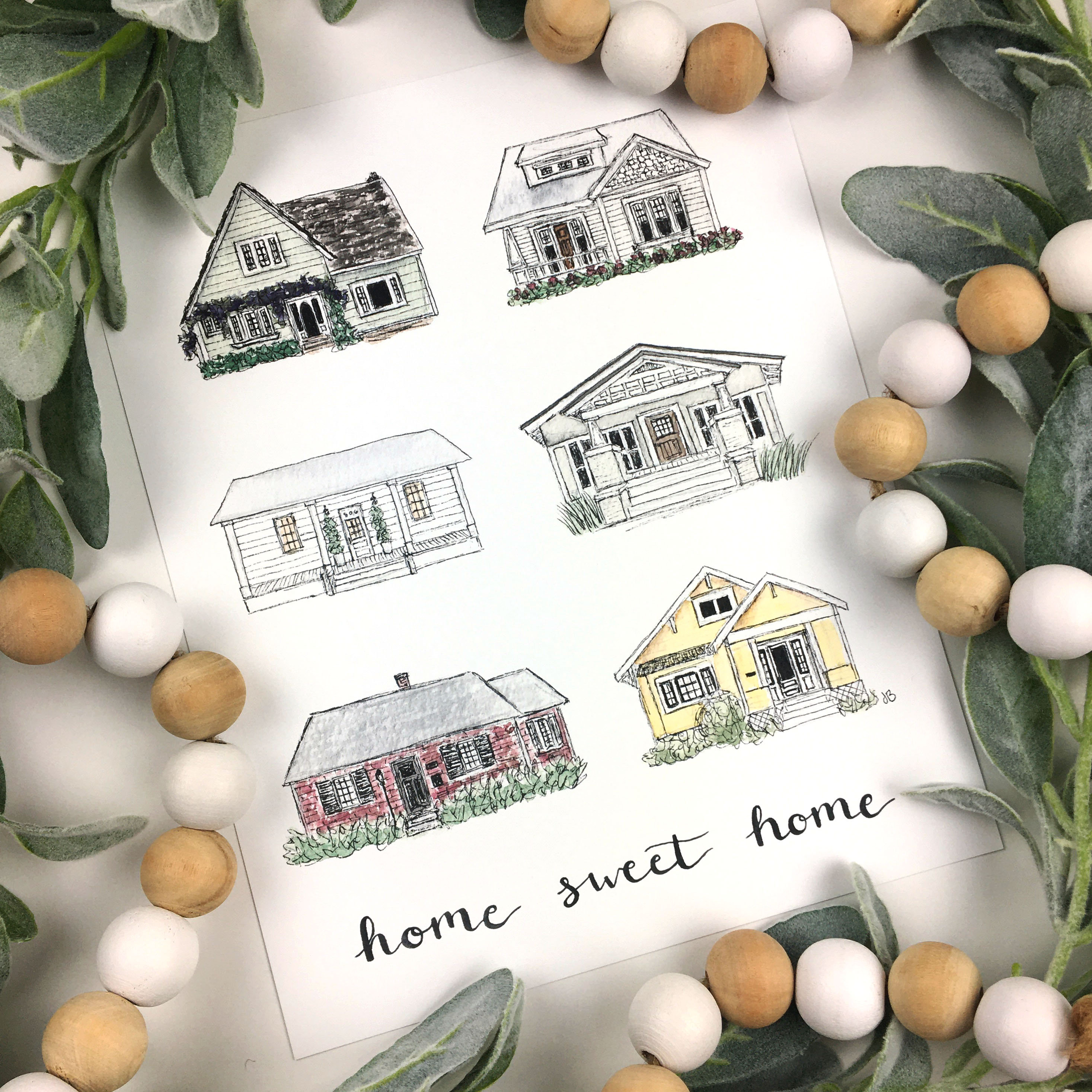 Home Sweet Home Watercolor Art Print Etsy Singapore