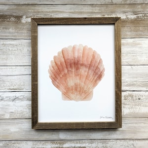 Scallop Sea Shell Watercolor Art Print