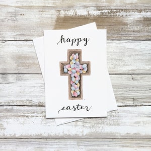 Tarjeta de Pascua Tarjeta cruzada para huevos de Pascua Tarjeta cristiana Tarjeta de Pascua Cruz Acuarela Huevos de Pascua Tarjeta de huevos pastel