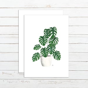 Cartão Monstera Cartão de Planta Tropical para a Primavera Cartão de Verdura em Aquarela para Ele Cartão de Planta de Casa Cartão de Planta em Aquarela