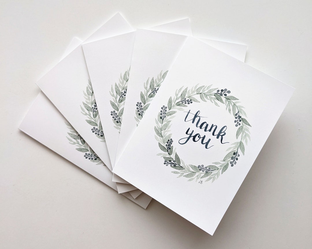 Watercolor Thank You Card Set: Floral Greenery Wedding, Client Cards - Etsy