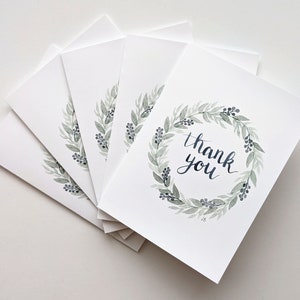 Bedankkaart Set aquarel dank u kaarten voor bruiloft dank u kaart voor klant bloemen groen dank u kaart bundel