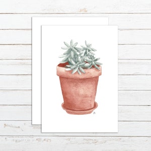 Succulent Art Card For Friend Farmhouse Decor Card Terra Cotta Pot Rustic Houseplant Card For Housewarming Any Time Card For All Occasions