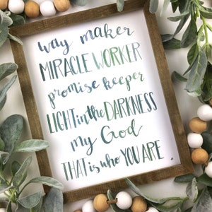 Waymaker Miracle Worker Promise Keeper Watercolor Art Print Waymaker Lyrics Christian Print Art Way Maker Song Lyrics Christian Music Print