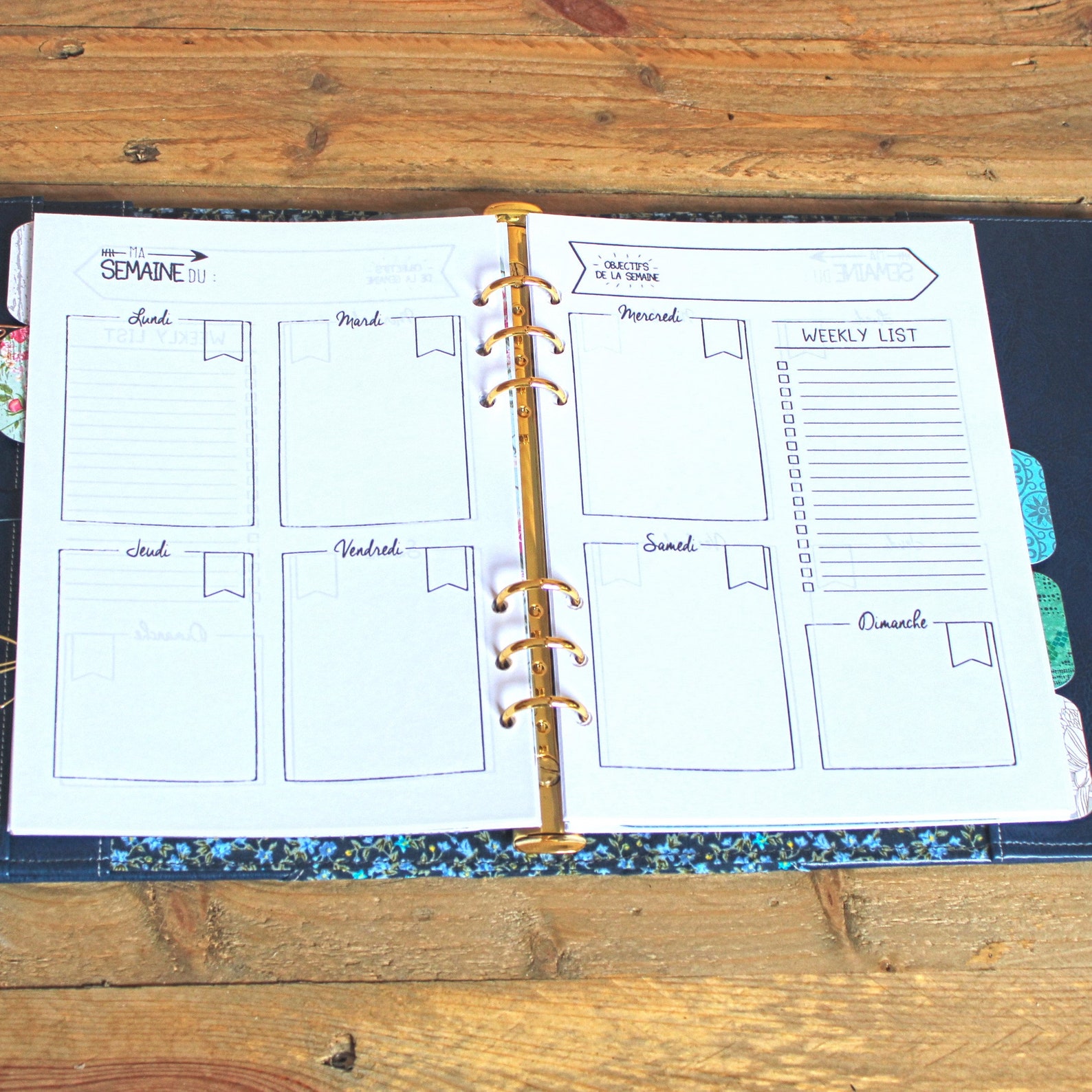 Carnet Cuir Rechargeable Lot De 1 Classeur à 6 Trous En Cuir Synthétique Bleu Clair A5 - Rechargeable - 100 Feuilles Agenda Cuir Rechargeable