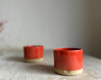 Red handmade coffee cup - Coffee cup pottery handmade - Ceramic cup stoneware - Breakfast ceramic cup - Coffee lover pottery cup