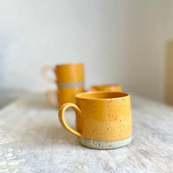 Orange handmade coffee mug - Coffee mug pottery handmade - Ceramic mug stoneware - Breakfast ceramic mug - Coffee lover pottery mug