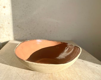 Red pottery bowl, handmade ceramic salad / pasta / everyday bowl, large hand made food serving bowl, hand built bowl