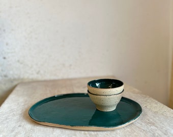 Perfect tapas set - Green tapas set - Green bowls and plate set - Tapas lover gift - Christmas gift idea