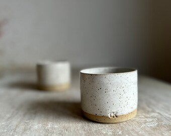 White coffee cup - Handleless coffee cup - Small coffee cup - Morning coffee cup - Handmade ceramic cup