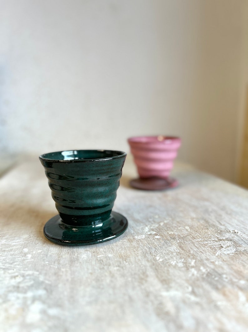 Coffee pour over V60 coffee dripper Coffee lover gift Handmade coffee dripper Ceramic pour over Green