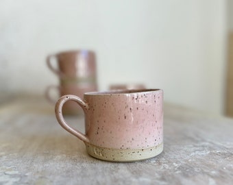 Pink handmade coffee mug - Coffee mug pottery handmade - Ceramic mug stoneware - Breakfast ceramic mug - Coffee lover pottery mug