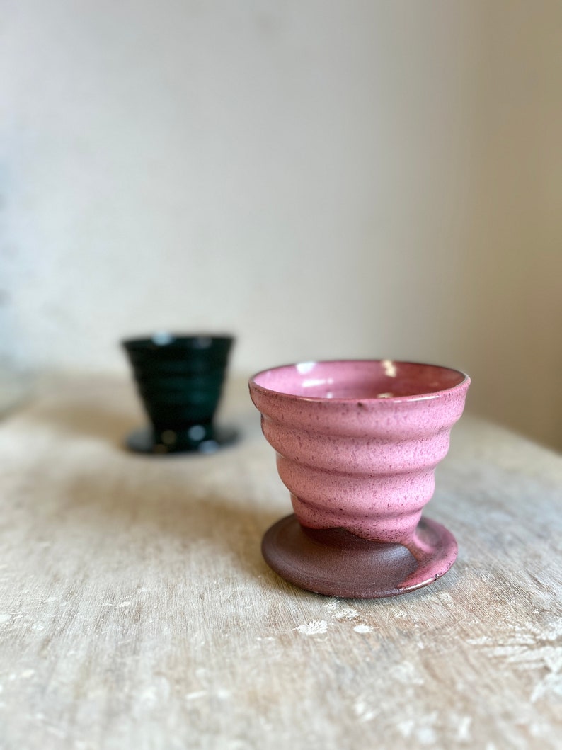 Coffee pour over V60 coffee dripper Coffee lover gift Handmade coffee dripper Ceramic pour over Pink