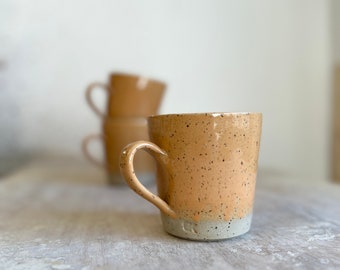 Orange handmade coffee mug - Coffee mug pottery handmade - Ceramic mug stoneware - Breakfast ceramic mug - Coffee lover pottery mug