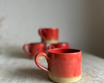 Red handmade coffee mug - Coffee mug pottery handmade - Ceramic mug stoneware - Breakfast ceramic mug - Coffee lover pottery mug