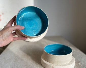 Green dog bowl - Handmade ceramic dog bowl - Ceramic dog feeding bowl - Unique dog bowls