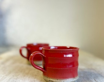 Red handmade coffee mug - Coffee mug pottery handmade - Ceramic mug stoneware - Breakfast ceramic mug - Coffee lover pottery mug