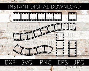 Filmremsa negativ, vektorgrafikset, filmrullar, omedelbar digital nedladdning, Svg, Dxf, Eps, Jpg, Png