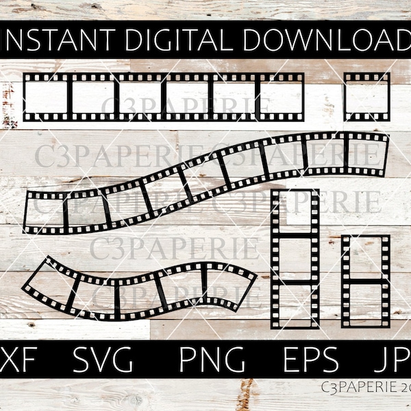 Film Strip Negative, Vector Art Set, Movie Reels, Instant Digital Download, Svg, Dxf, Eps, Jpg, Png