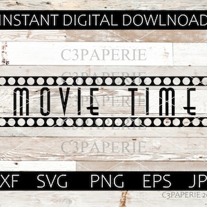 Movie Time Svg, Movie Night Eps, Theater Dxf, Cut file voor Cricut, Commercieel gebruik, Silhouet, Vector Clip Art, Woonkamer