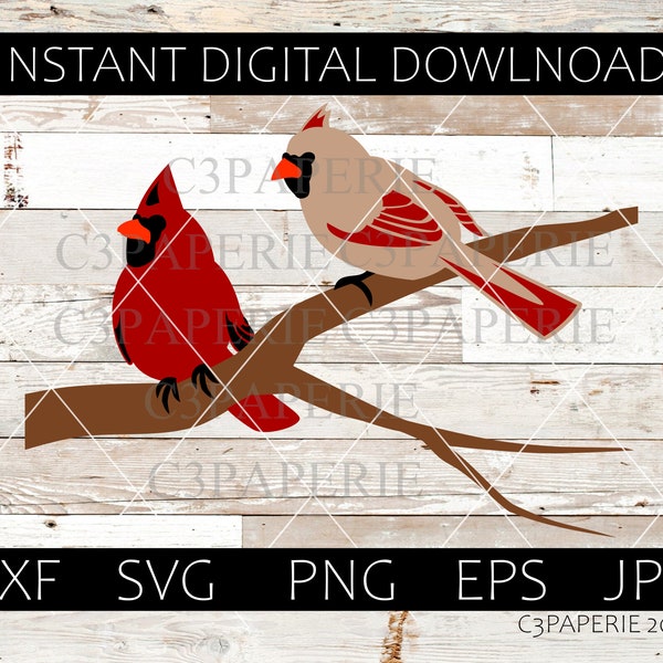 Cardinals on a Branch Svg, Lovebirds,  Northern Red Bird, Angels are Near