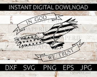 American Flag Eagle Svg, United States File, In God We Trust, Commercial Use, Cuttable Patriot, Printable Graphic, Vector Jpg Png Art
